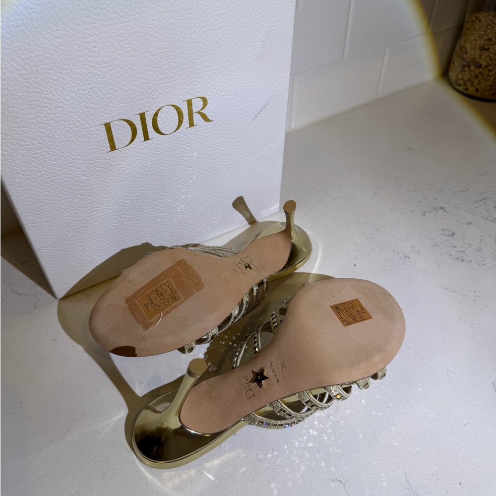 Dior Women's Gold Strappy Heels - Picture 3 of 4